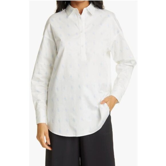 Club Monaco Printed Boyfriend Shirt Relaxed Casual in Polka Dot Size Large /n2 - Picture 4 of 11